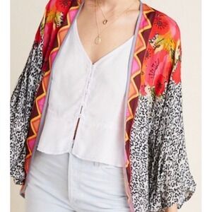 Anthropologie Blank London Frances Floral Leopard Kimono Cardigan OS One‎ Size